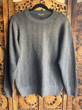 NWT Lorenzo Magni Gray Knit Sweater Elbow Patches Sz L Italy